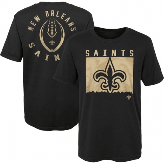 Men's New Orleans Saints Black Preschool Liquid Camo Logo T Shirt - Jersey