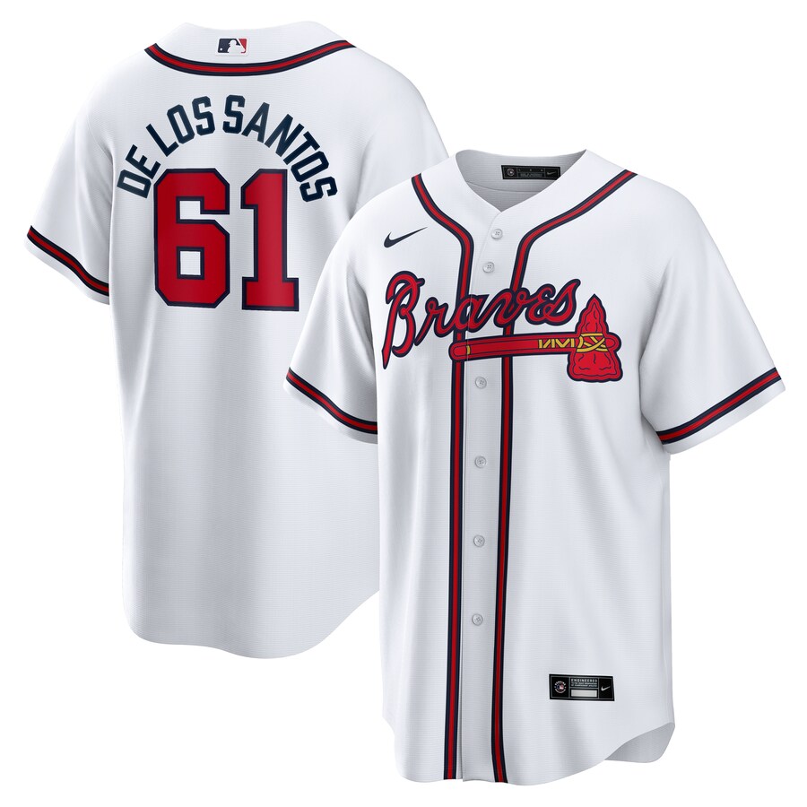 Men's Atlanta Braves Enyel De Los Santos Nike White Home Replica Jersey - Jersey