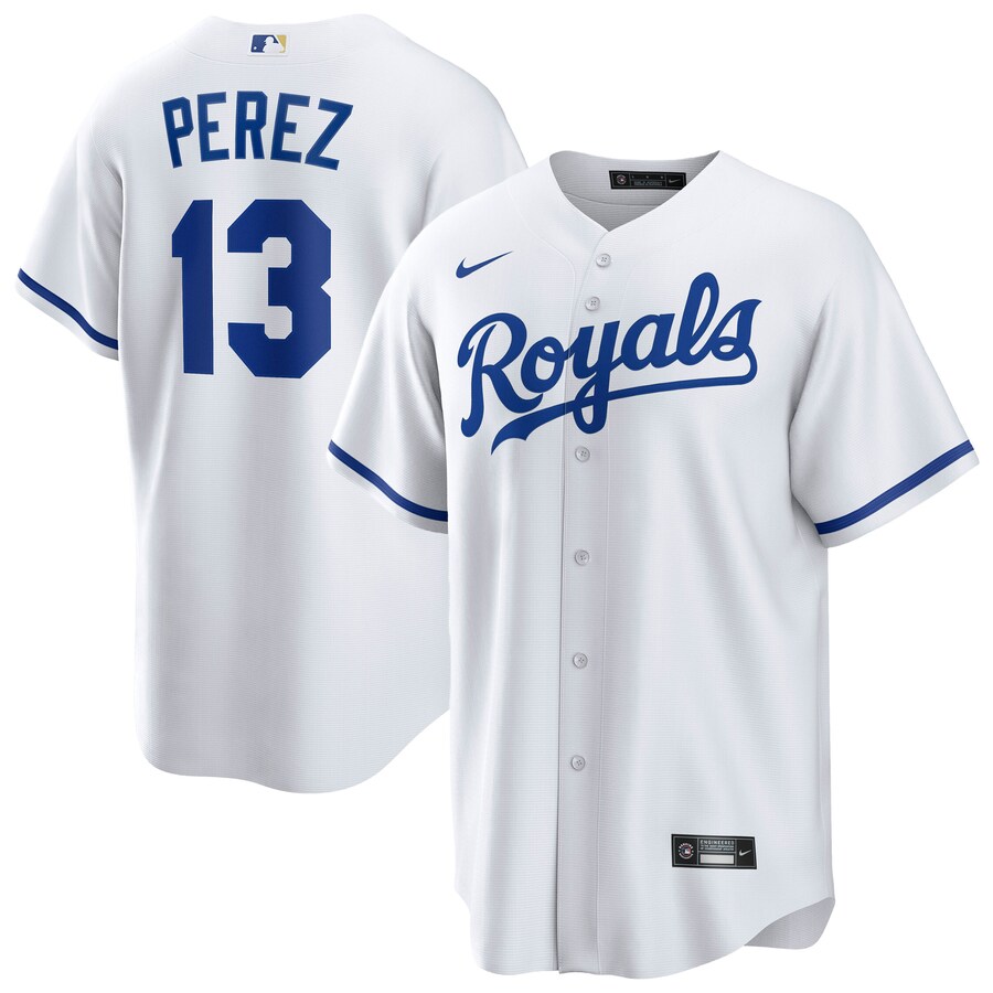 Men's Kansas City Royals Salvador Perez Nike White Home Replica Player Jersey - Jersey
