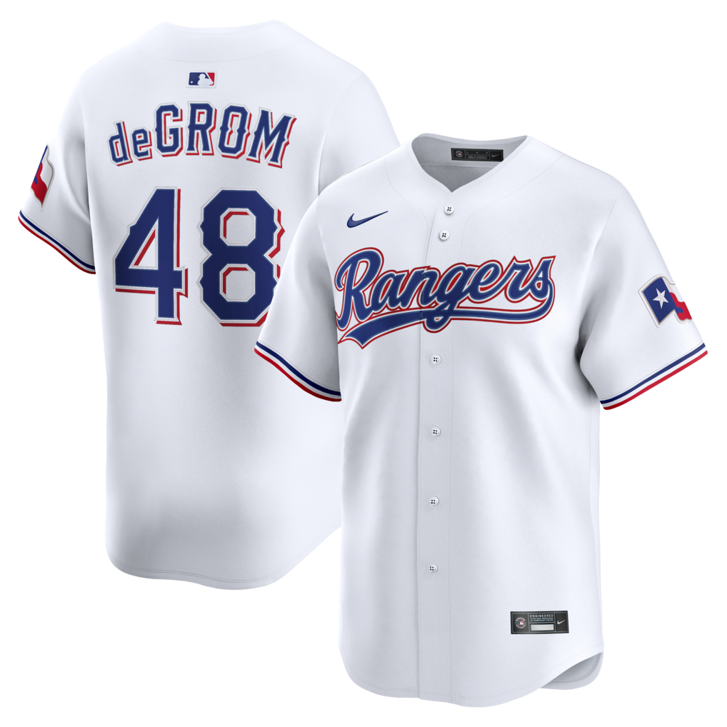 Men's Texas Rangers Jacob deGrom Nike White Home Limited Jersey - Jersey