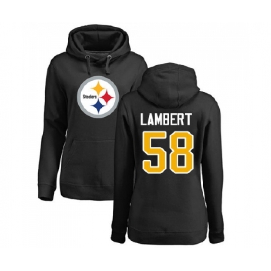Football Women's Pittsburgh Steelers #58 Jack Lambert Black Name & Number Logo Pullover Hoodie - Jersey