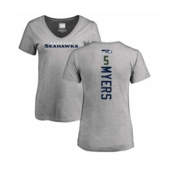 Football Women's Seattle Seahawks #5 Jason Myers Ash Backer T-Shirt - Jersey