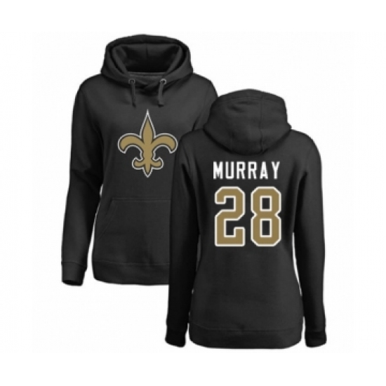 Football Women's New Orleans Saints #28 Latavius Murray Black Name & Number Logo Pullover Hoodie - Jersey