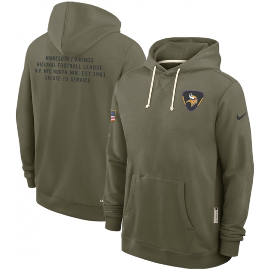 Men's Minnesota Vikings Olive 2025 Salute to Service Pullover Hoodie - Jersey