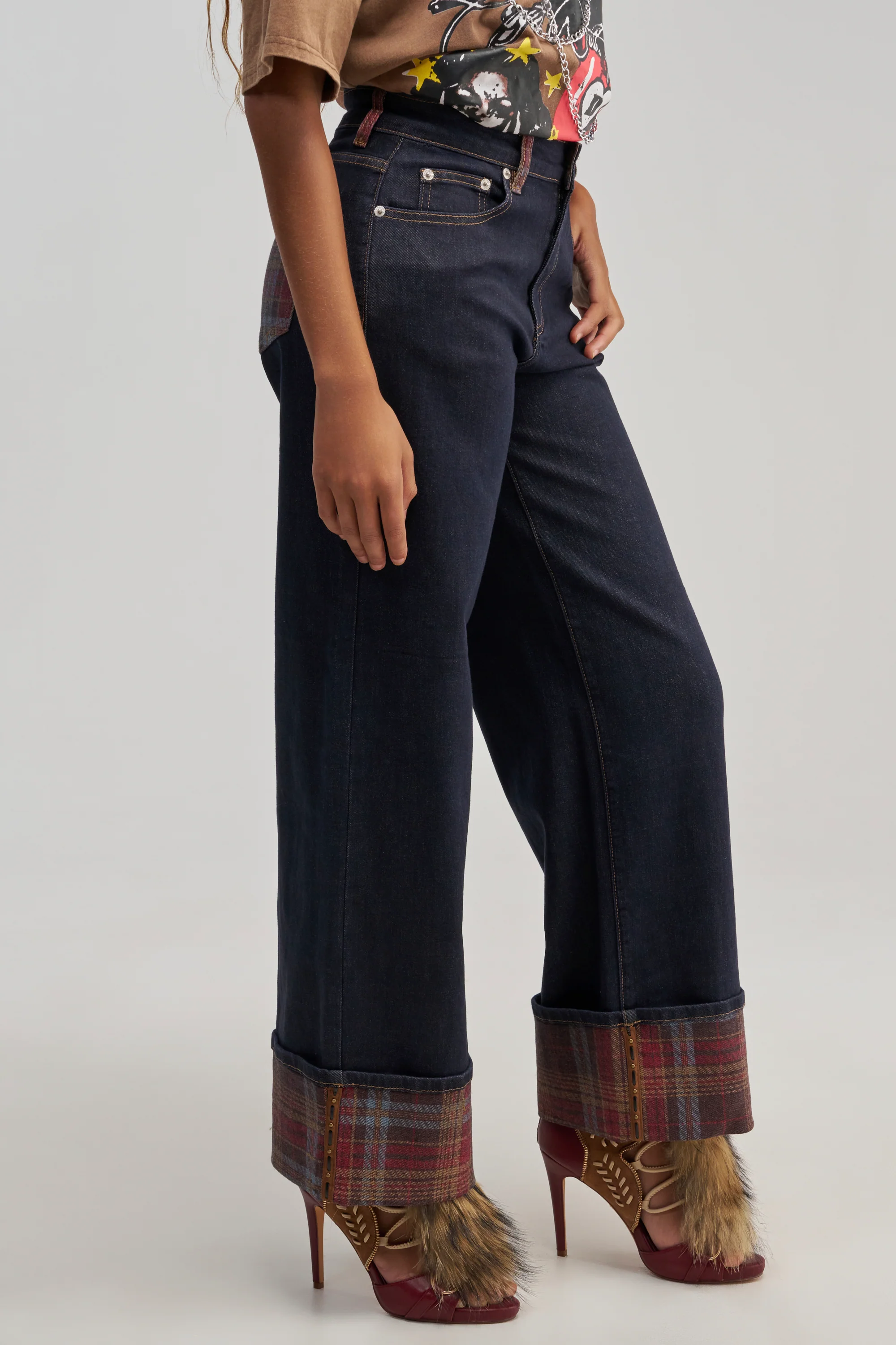 THE COOL PLAID JEANS STRAIGHT FIT - Akira Wear