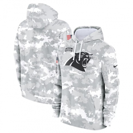 Men's Carolina Panthers 2024 Arctic Camo Salute To Service Club Fleece Pullover Hoodie - Jersey