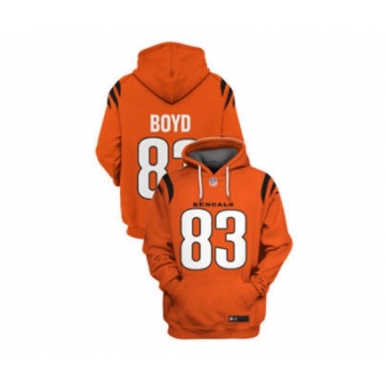 Men's Cincinnati Bengals #85 Tee Higgins 2021 Orange Pullover Football Hoodie - Jersey