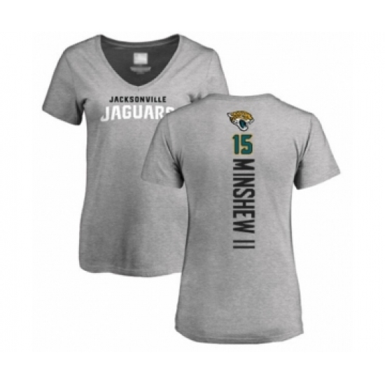 Football Women's Jacksonville Jaguars #15 Gardner Minshew II Ash Backer T-Shirt - Jersey