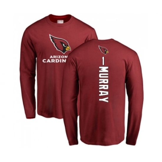 Football Arizona Cardinals #1 Kyler Murray Maroon Backer Long Sleeve T-Shirt - Jersey