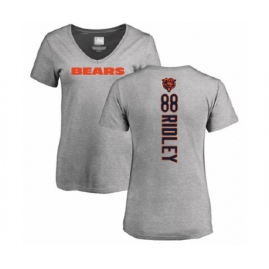Football Women's Chicago Bears #88 Riley Ridley Ash Backer V-Neck T-Shirt - Jersey
