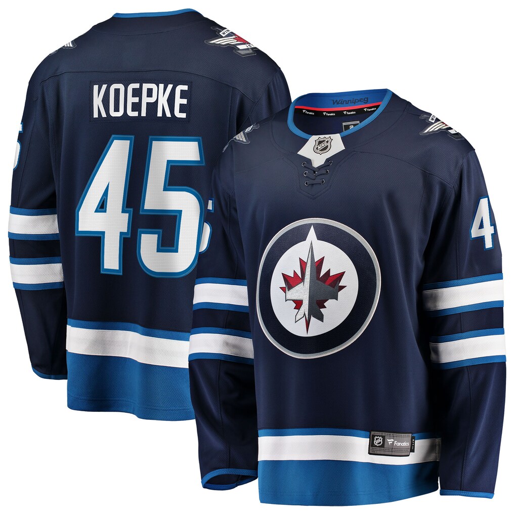 Men's Winnipeg Jets Cole Koepke Fanatics Navy Home Breakaway Jersey - Jersey