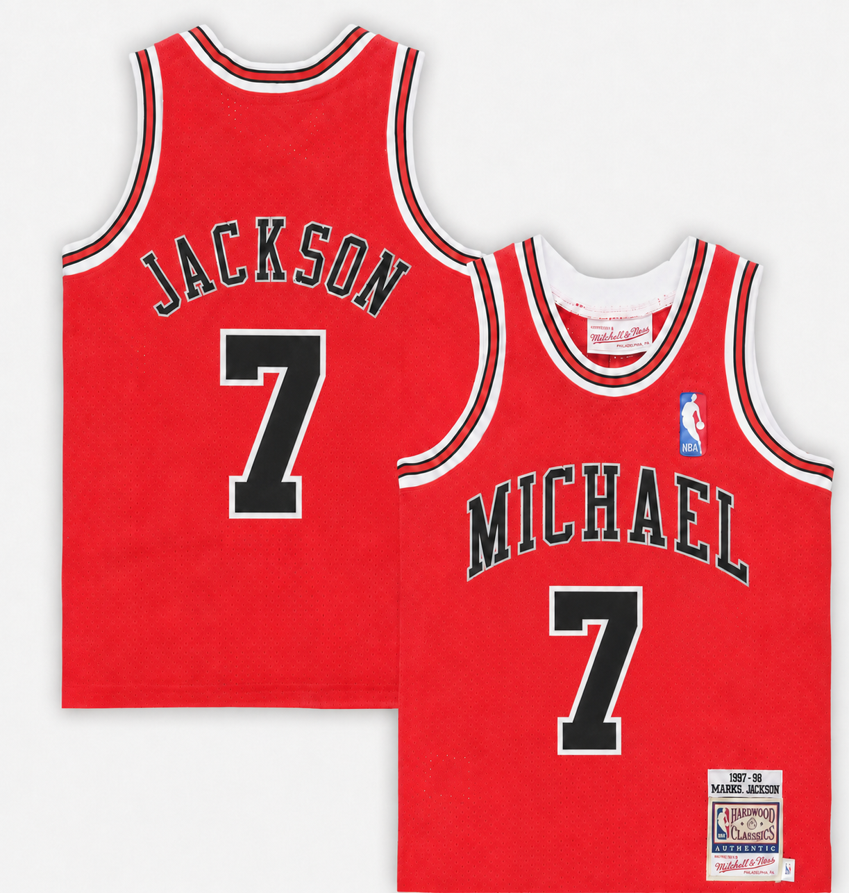 Men's Chicago Bulls Michael Jackson Mitchell & Ness Red 1997-98 Authentic Jersey - Jersey