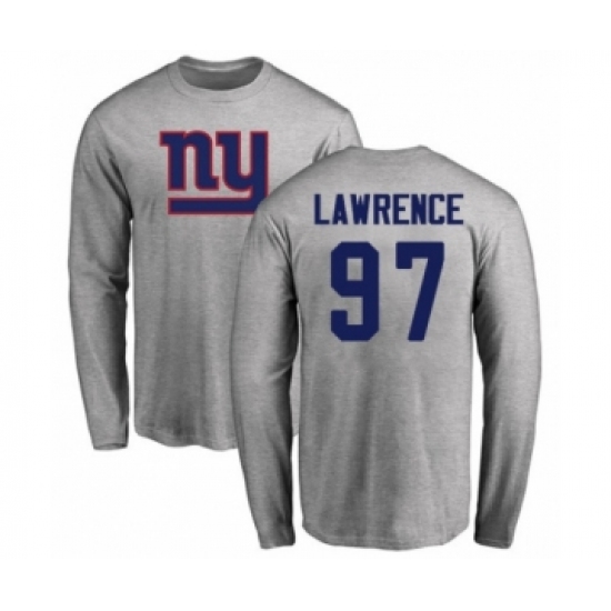 Football New York Giants #97 Dexter Lawrence Ash Name & Number Logo Long Sleeve T-Shirt - Jersey
