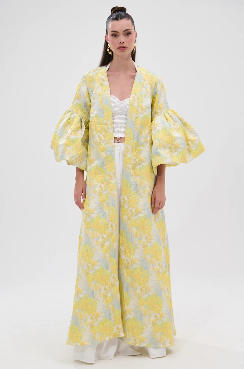 VENICE BROCADE PUFF SLEEVE DUSTER - Akira Wear