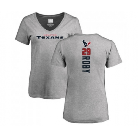 Football Women's Houston Texans #29 Bradley Roby Ash Backer T-Shirt - Jersey