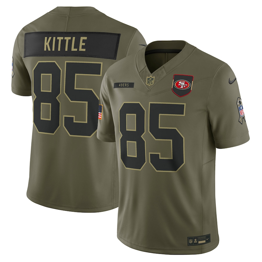 Men's San Francisco 49ers George Kittle Nike Olive 2025 Salute to Service Limited Jersey - Jersey