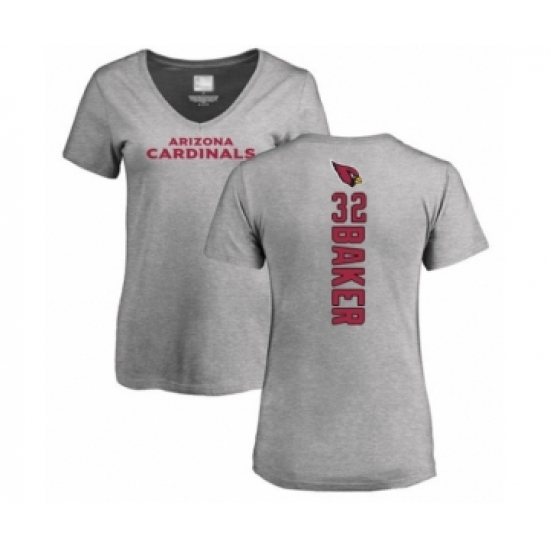 Football Women's Arizona Cardinals #32 Budda Baker Ash Backer V-Neck T-Shirt - Jersey