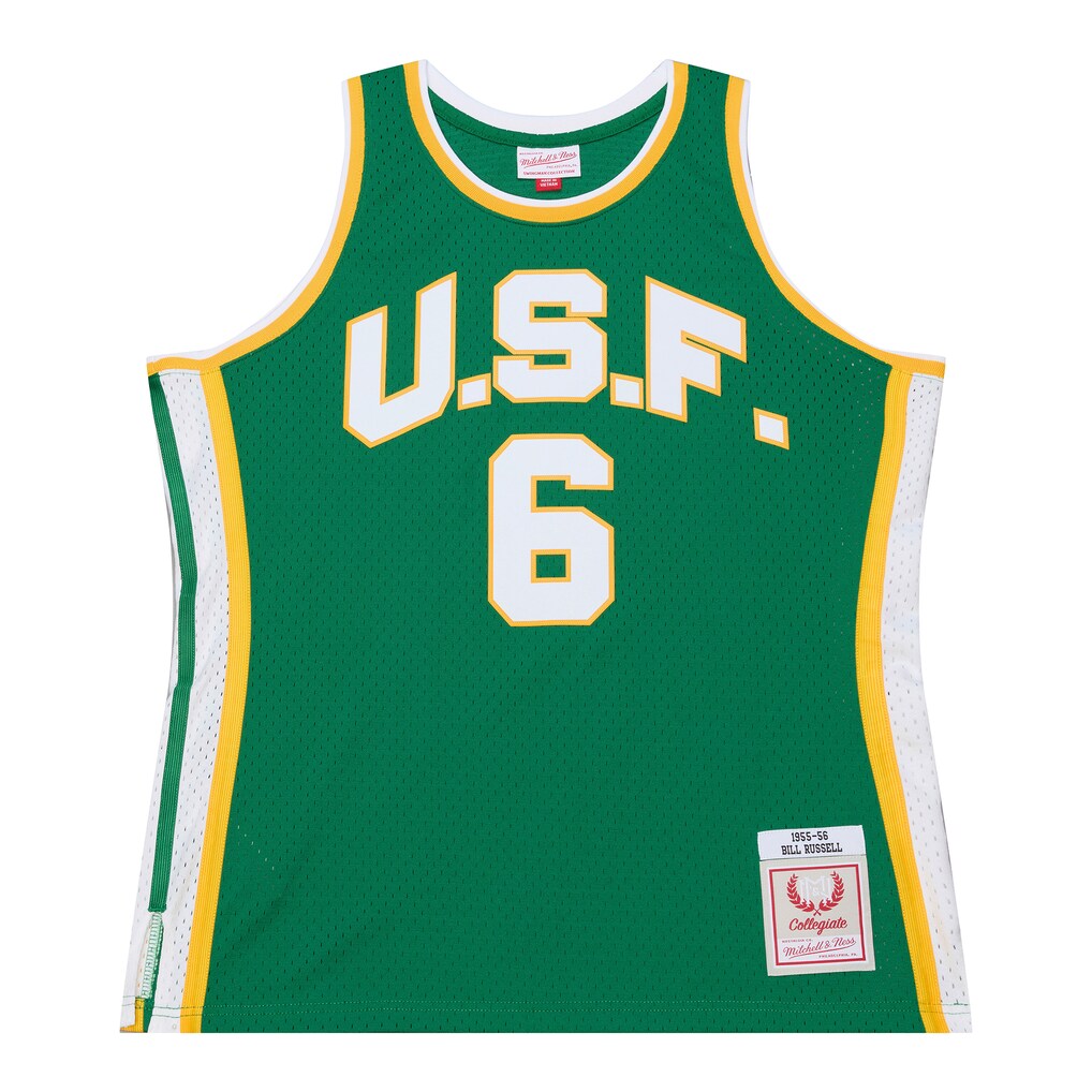 Men's Mitchell & Ness Bill Russell Green San Francisco Dons 1955/56 Swingman Jersey - Jersey