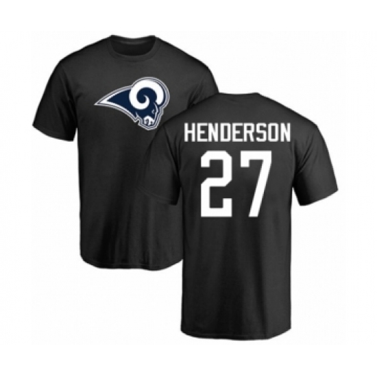 Football Los Angeles Rams #27 Darrell Henderson Black Name & Number Logo T-Shirt - Jersey