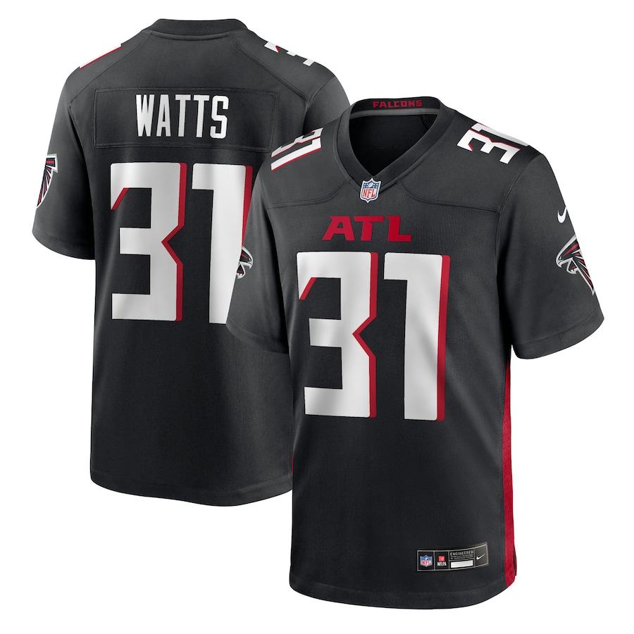 Men's Atlanta Falcons Xavier Watts Nike Black Team Game Jersey - Jersey