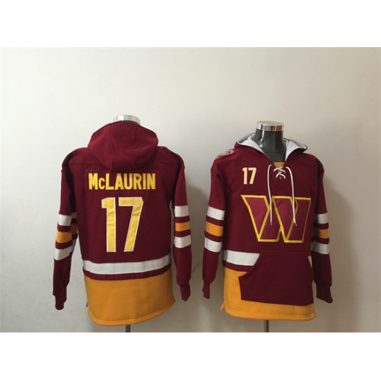 Men's Washington Commanders #17 Terry McLaurin Burgundy Lace-Up Pullover Hoodie - Jersey