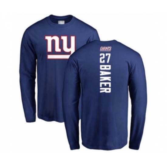 Football New York Giants #27 Deandre Baker Royal Blue Backer Long Sleeve T-Shirt - Jersey