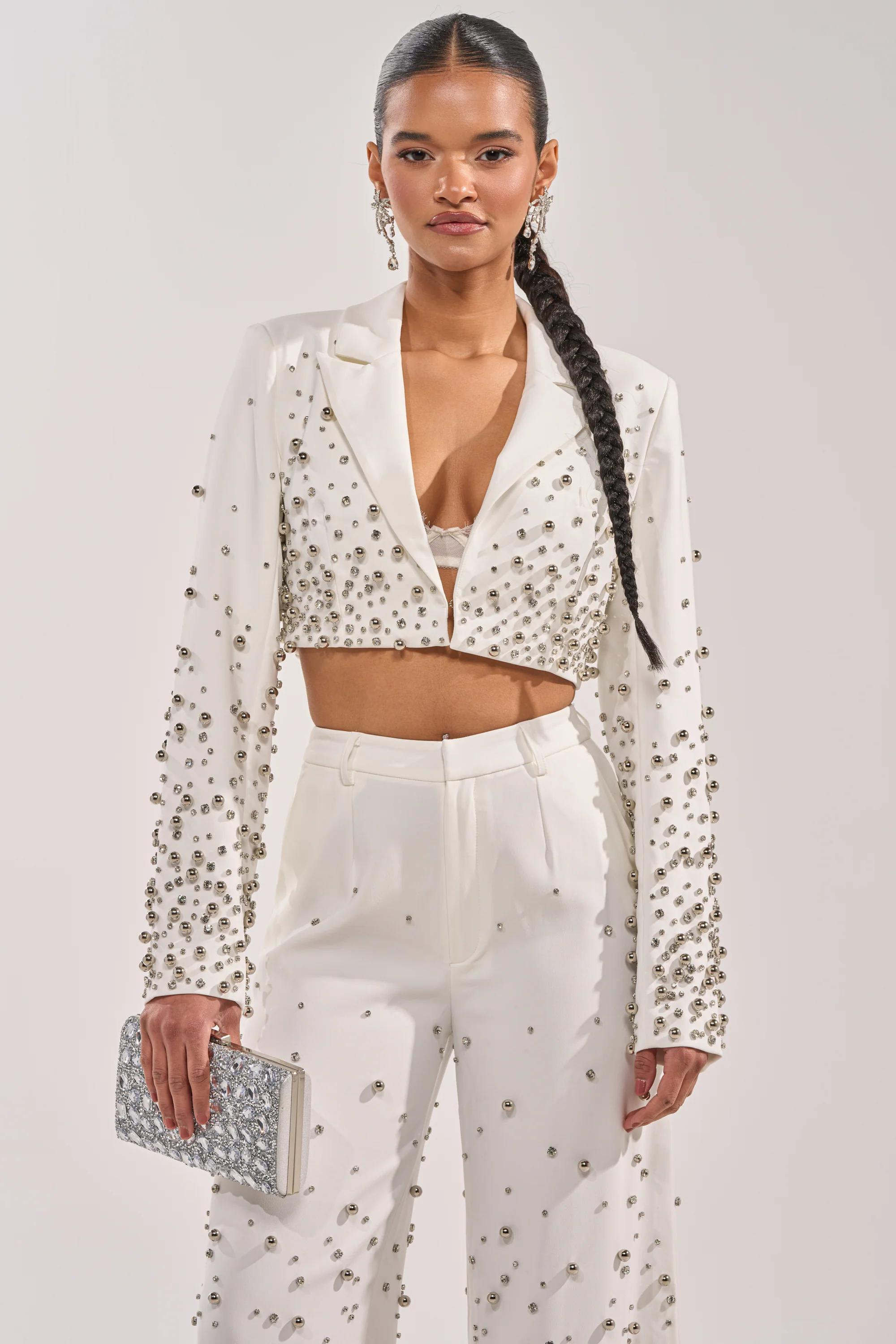 GET CLOSER EMBELLISHED BLAZER IN WHITE - Akira Wear