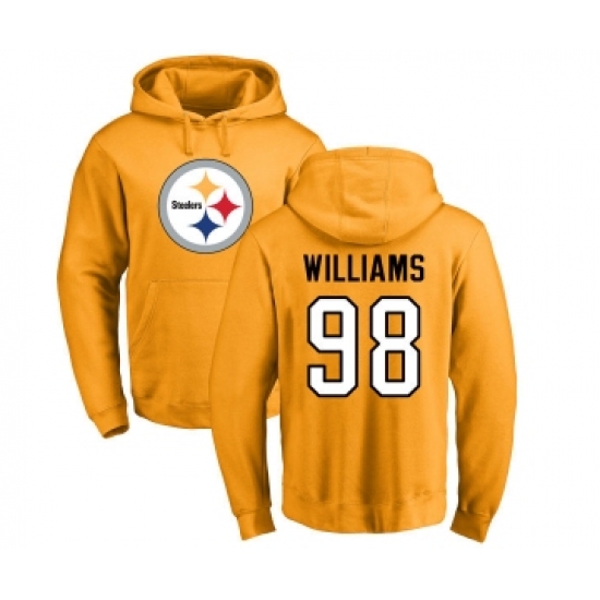 Football Pittsburgh Steelers #98 Vince Williams Gold Name & Number Logo Pullover Hoodie - Jersey