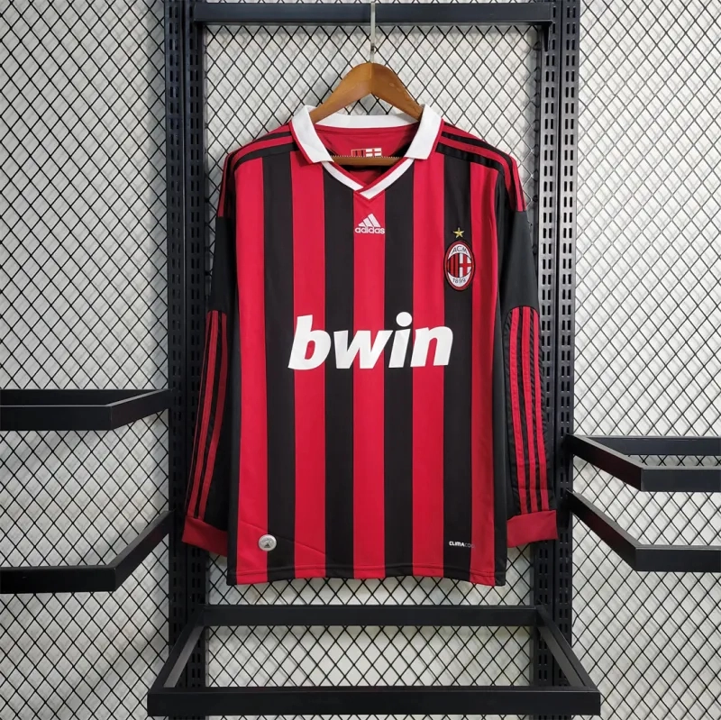 AC Milan Retro Soccer Jersey Home Long Sleeve Custom Shirt 2009/10 - Jersey