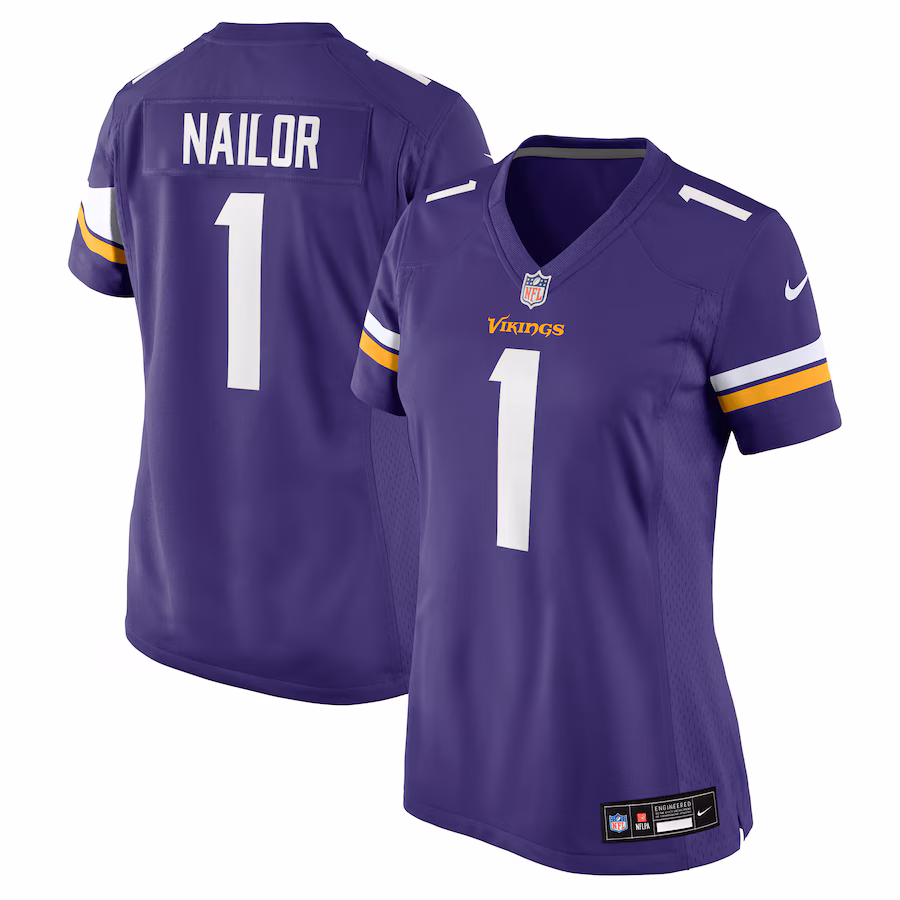 Women's Minnesota Vikings Jalen Nailor Nike Purple Team Game Jersey - Jersey
