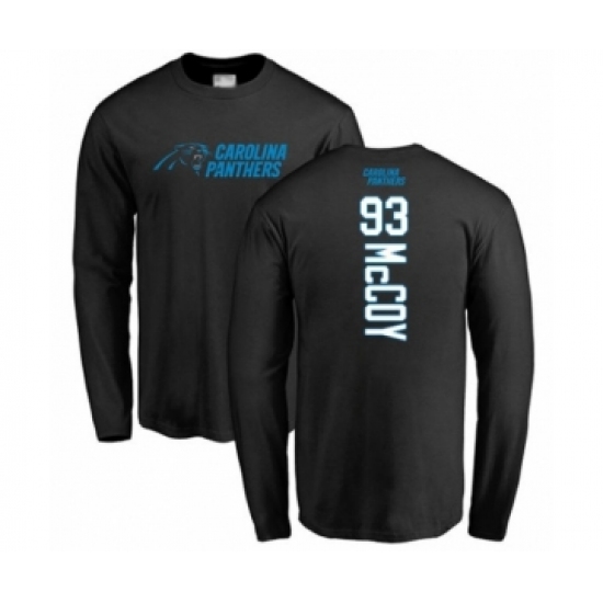 Football Carolina Panthers #93 Gerald McCoy Black Backer Long Sleeve T-Shirt - Jersey