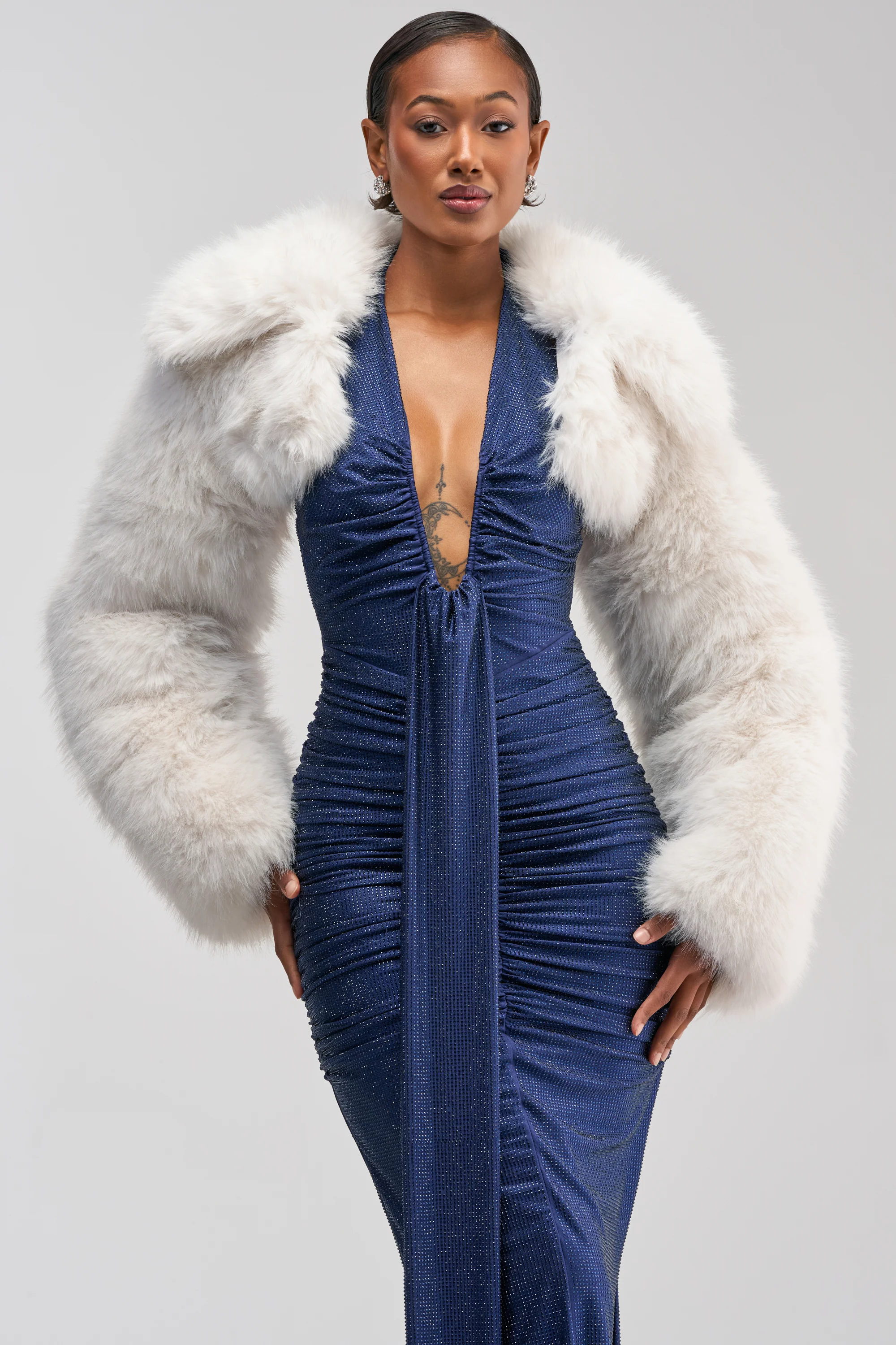 LEILA ULTRA CROP FAUX FUR IN IVORY - Akira Wear