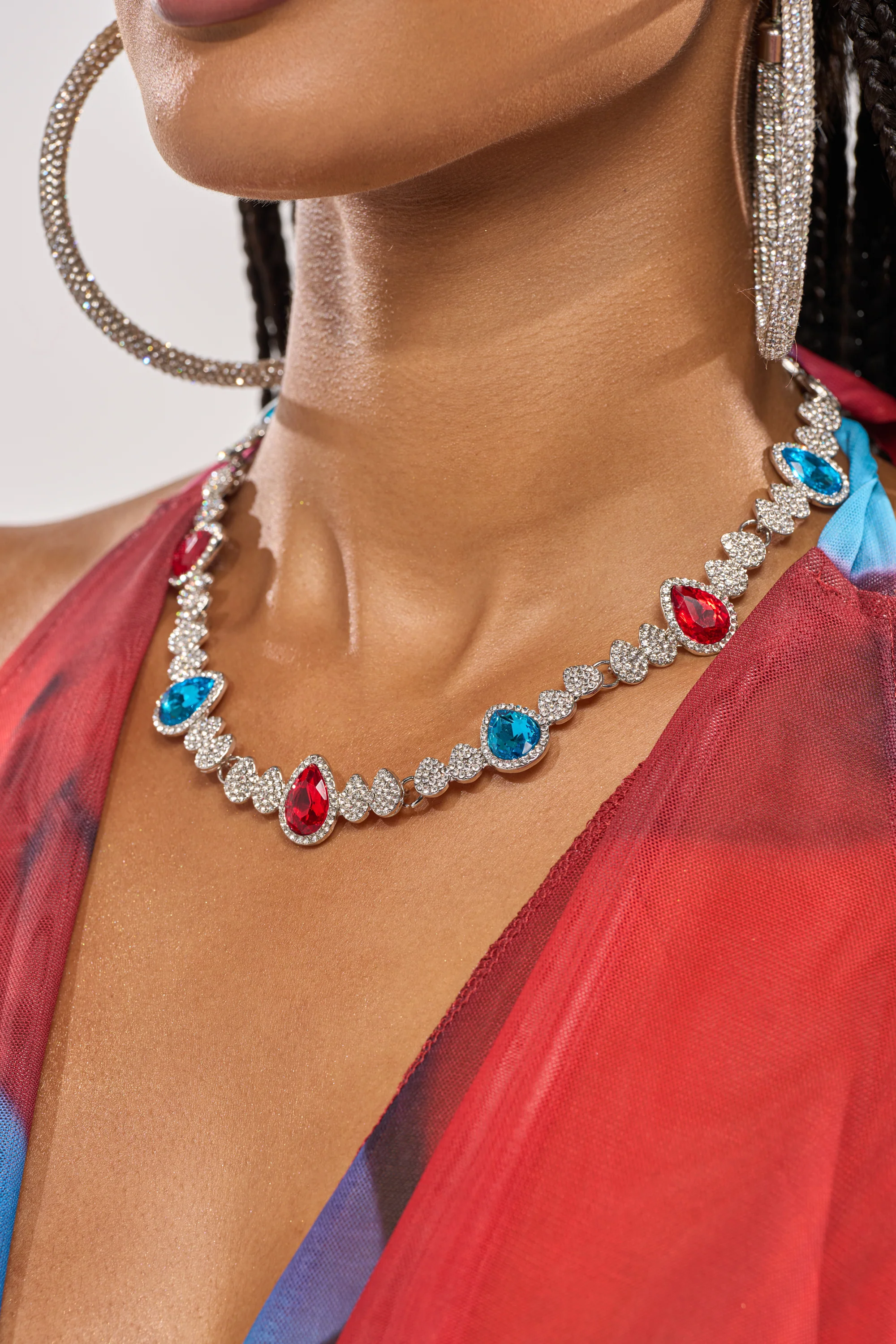 TOO TURNT RED AND BLUE NECKLACE - Akira Wear