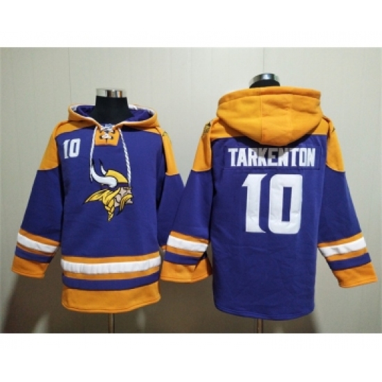 Men's Minnesota Vikings #10 Fran Tarkenton Purple Yellow Ageless Must-Have Lace-Up Pullover Hoodie - Jersey