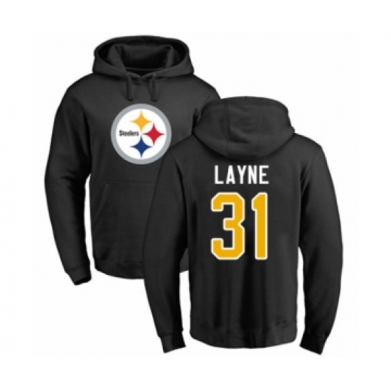 Pittsburgh Steelers #31 Justin Layne Black Name & Number Logo Pullover Hoodie - Jersey