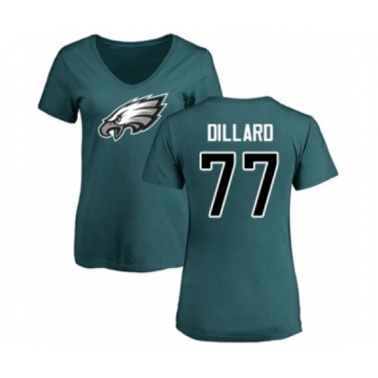 Women's Philadelphia Eagles #77 Andre Dillard Green Name & Number Logo Slim Fit T-Shirt - Jersey