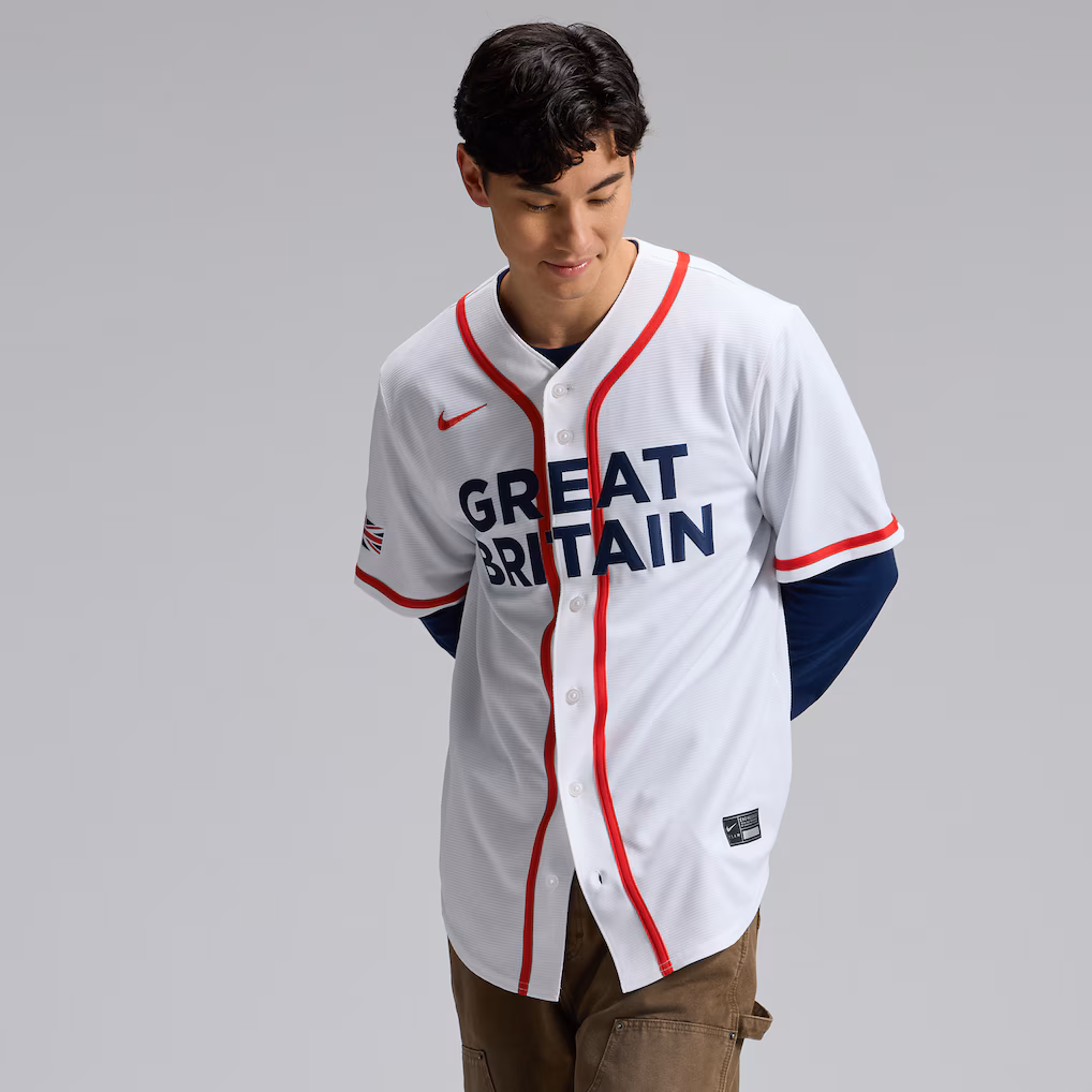 Men's Great Britain Baseball Nike White 2026 World Baseball Classic Home Stadium Jersey - Jersey