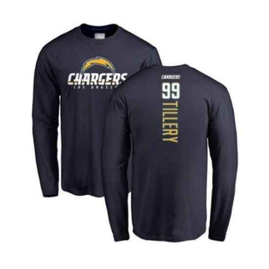 Football Los Angeles Chargers #99 Jerry Tillery Navy Blue Backer Long Sleeve T-Shirt - Jersey