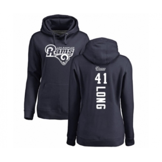 Football Women's Los Angeles Rams #41 David Long Navy Blue Backer Pullover Hoodie - Jersey