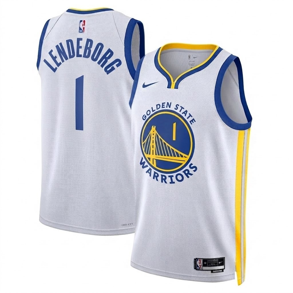 Men's Golden State Warriors LENDEBORG Fanatics White Fast Break Player Replica Jersey - Association Edition - Jersey