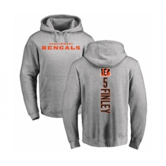 Football Cincinnati Bengals #5 Ryan Finley Ash Backer Pullover Hoodie - Jersey