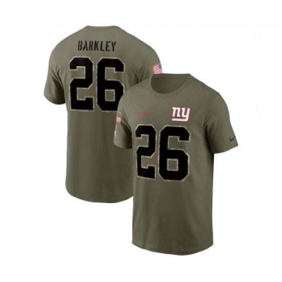 Men's New York Giants #26 Saquon Barkley 2022 Olive Salute to Service T-Shirt - Jersey