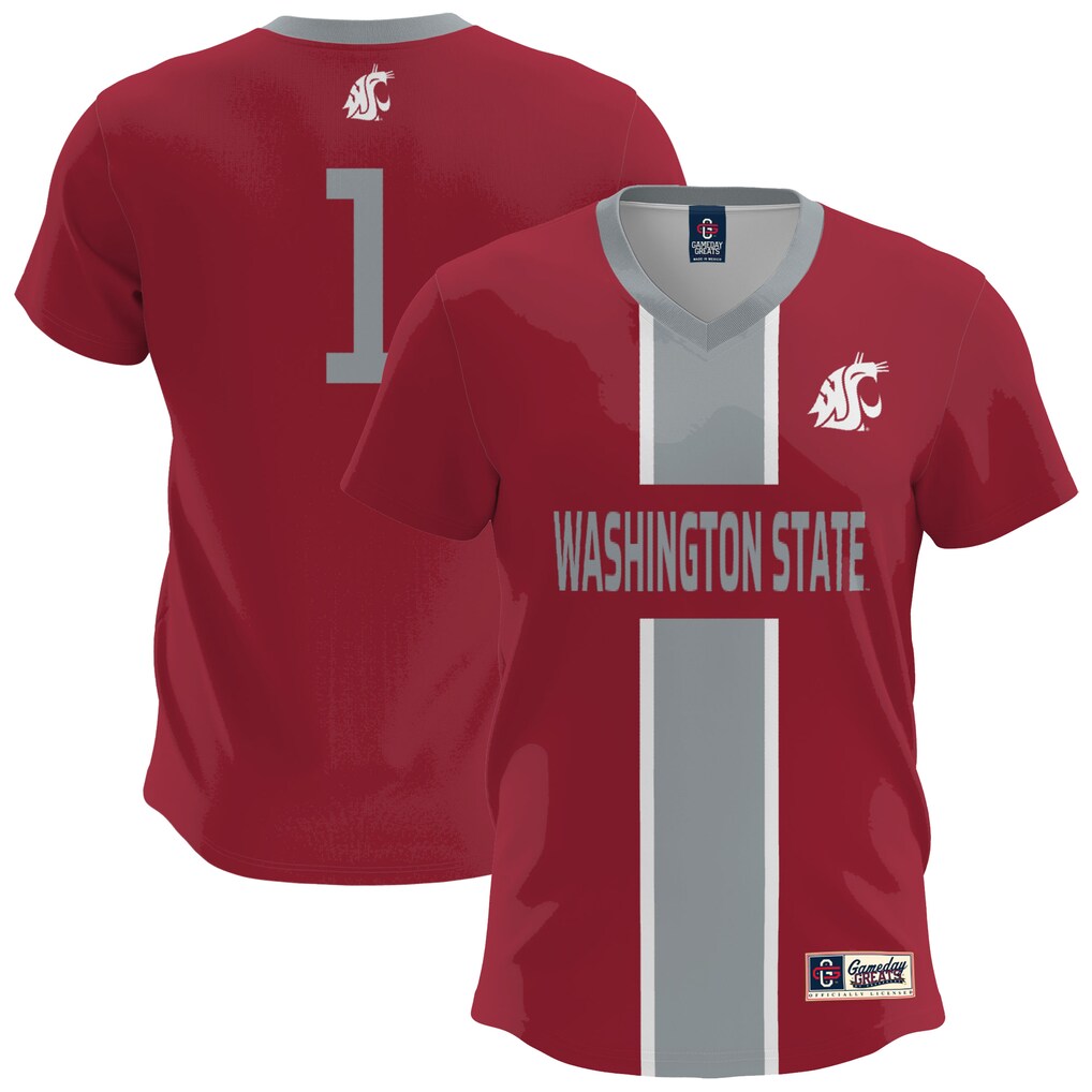 Men's GameDay Greats Crimson Washington State Cougars Lightweight Soccer Fashion Jersey - Jersey