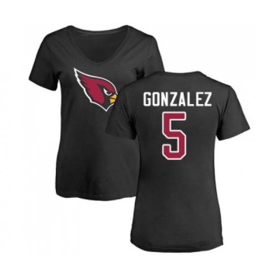 Football Women's Arizona Cardinals #5 Zane Gonzalez Black Name & Number Logo T-Shirt - Jersey