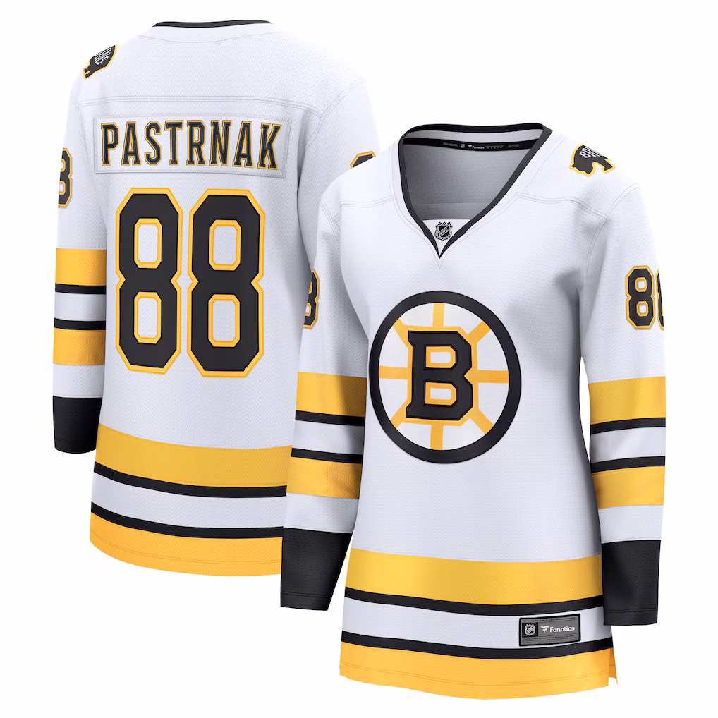 Women's Boston Bruins David Pastrnak Fanatics White Away Breakaway Player Jersey - Jersey