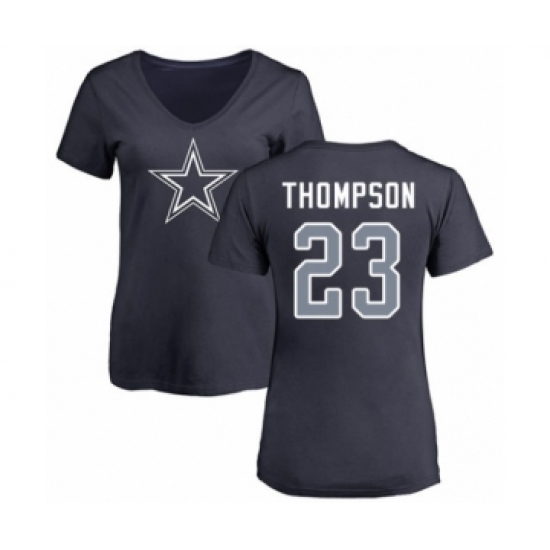 Football Dallas Cowboys #23 Darian Thompson Ash Name & Number Logo T-Shirt - Jersey
