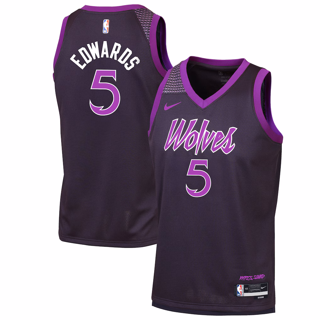 Youth Minnesota Timberwolves Anthony Edwards Nike Purple 2025/26 City Edition Swingman Jersey - Jersey