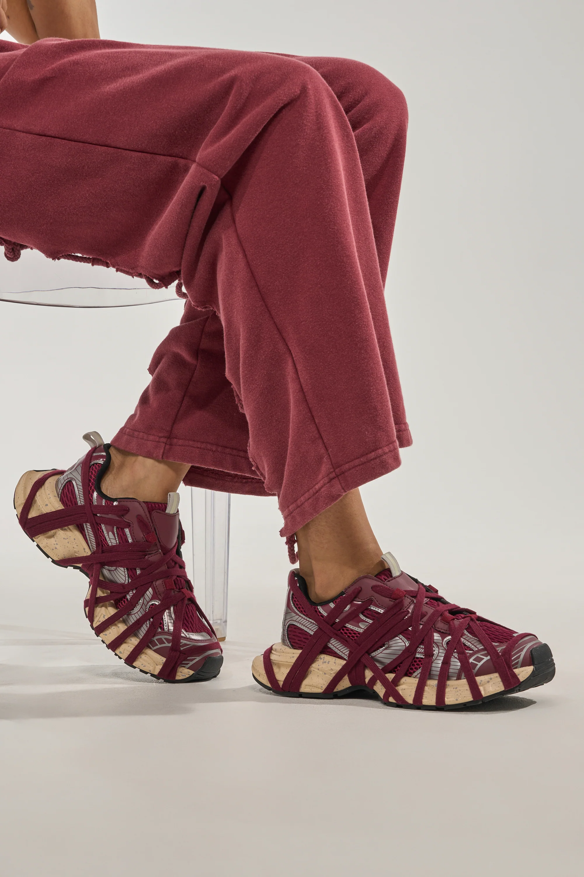 AZALEA WANG SELIE BURGUNDY LACE UP SNEAKER - Akira Wear