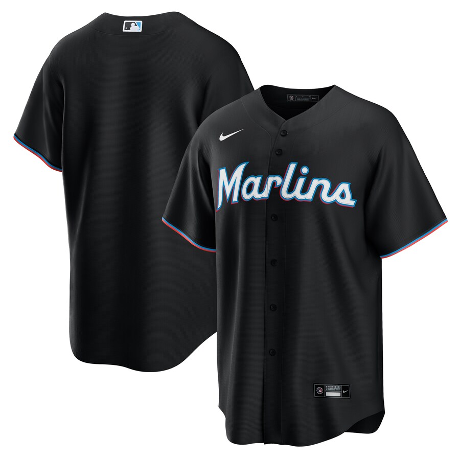 Men's Miami Marlins Nike Black Alternate Replica 2.0 Jersey - Jersey