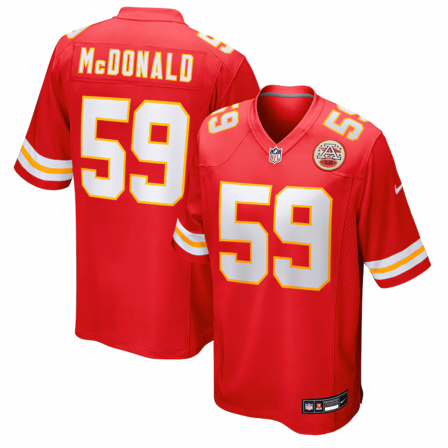 Men's Kansas City Chiefs Cooper McDonald Nike Red Team Game Jersey - Jersey